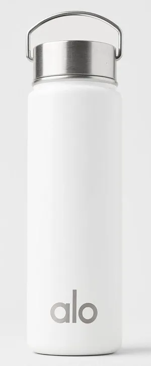 ALO Yoga White Aluminum Water Bottle with Carry Handle NWT 24oz thumbnail 1