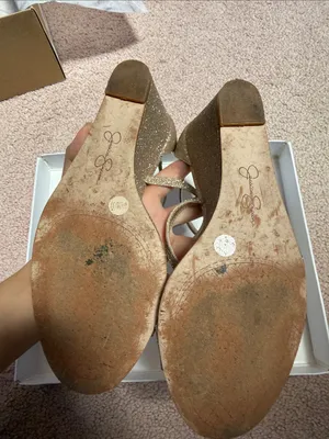 Jessica Simpson Callyia Heels Wedges Sparkle Glitter Champagne thumbnail 5