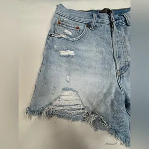 Abercrombie & Fitch Light Wash Distressed Denim Shorts thumbnail 2