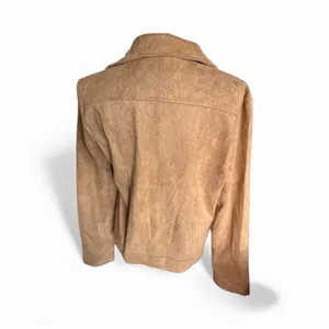 NWT Womens Francesca’s Collection Blue Rain Suede Camel Zip Detail Jacket - Sz M thumbnail 5