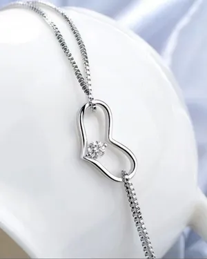 Zirconia Heart Bracelet Silver thumbnail 2