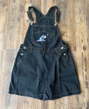 Disney Winnie The Pooh Women’s Vintage Eeyore Skirt Skort Black Overalls Size M thumbnail 1
