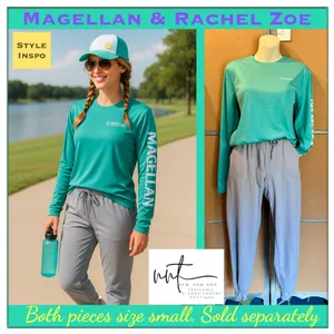 Magellan Outdoors Fish Gear Women's Size S Boyfriend Fit Teal Moisture Wicking Logo Shirt thumbnail 2