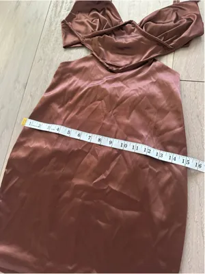 Brown Satin Mini Dress Women's Size Small thumbnail 5