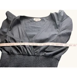 Molly Bracken Black Cotton Ruffle Maxi Dress Smocked Waist V-Neck‎ Size M thumbnail 7