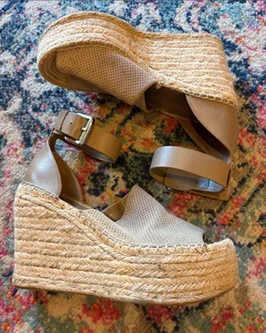 Marc Fisher mladyne Taupe Wedge Espadrille Sandals with Ankle Strap 9 thumbnail 1