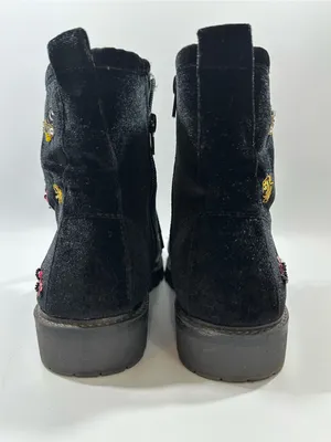 Betsey Johnson Bugsy Black Velvet Combat Boots Beaded Insect Bee Sz 8 Whimsigoth thumbnail 7