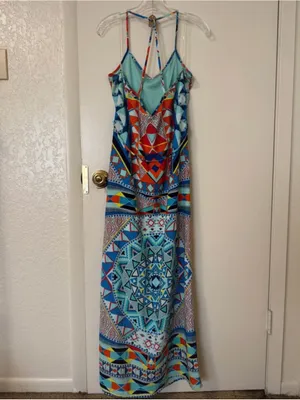 Willa Geometric Tribal Aztec Print Maxi Dress Size M Multicolor Summer thumbnail 5