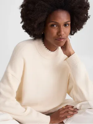 Madewell SoftWool Boxy Crewneck Sweater size Small NT602 heather cloud thumbnail 1