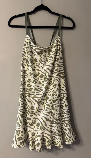 Offline by aerie | Women's Olive Green Animal Print Athletic Slip Dress thumbnail 1
