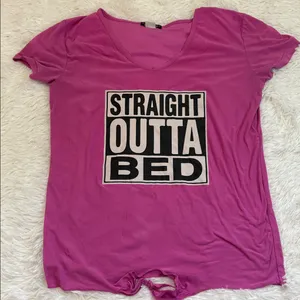 Charlotte Russe Women’s Pink 'Straight Outta Bed' Sleep Tee and Pant Set thumbnail 2