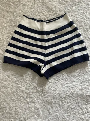 Double Zero Fitted Knit Navy Stripe  Shorts thumbnail 2