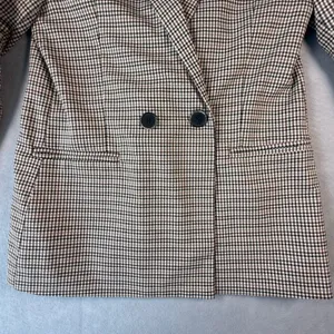 Stradivarius Brown Houndstooth Double Breasted Blazer Jacket Womens Size Medium thumbnail 4