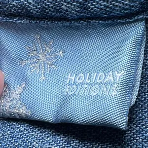 Vintage Christmas Denim Button Up Shirt Womens 2X Blue Holiday Embroidered Snow thumbnail 11