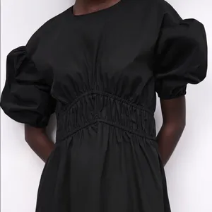 Zara Mini DRESS W/ MATCHING LACE TRIM BALOON SLEEVES Black Size XS NEW thumbnail 5