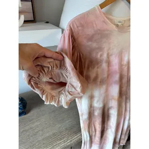 ALC Frank Tie Dye Puff Sleeve Mini Dress Womens Pink Brown Size S (T1)‎ thumbnail 4