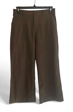 Hunter Green Wide-Leg Women's Dress Pants Flat Front with Pockets thumbnail 1
