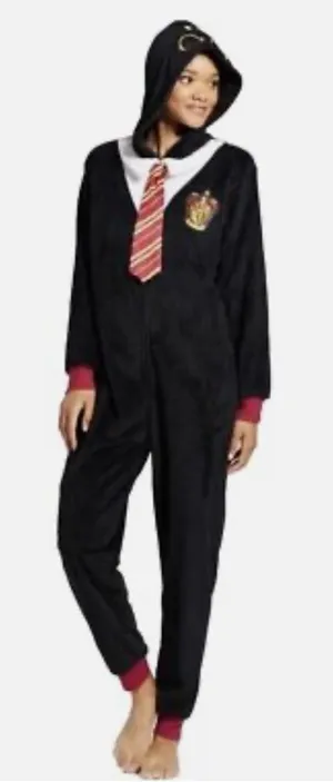Harry Potter Black‎ Gryffindor Hooded Union Suit NEW Size S/M thumbnail 1