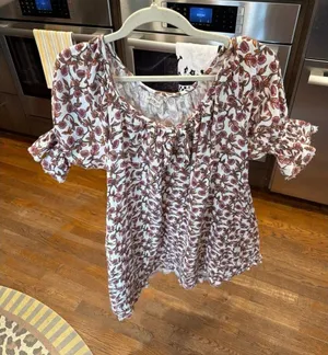 Natural Life Sienna floral cotton babydoll dress in a brown, pink, and orange M thumbnail 1
