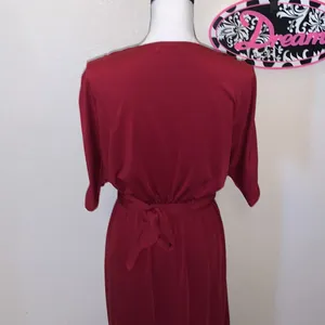 Angvns Amazon dark red ruched open sleeves maxi dress thumbnail 8