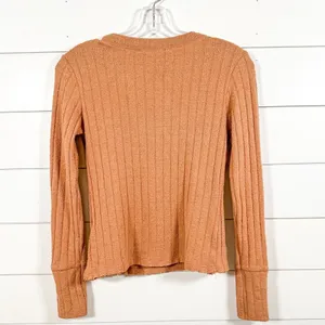 Free People NEW We the Free Oliver Boucle Ribbed Long sleeve Henley in Clay, XS, MSRP $58 thumbnail 9