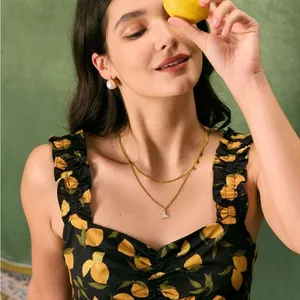 RIHOAS The Black Sweetheart Neck Lemon Midi Dress thumbnail 6