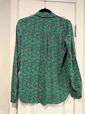 Boden Size 6 Green Floral Button Front Silk Shirt Blouse Green Ditsy Print thumbnail 6