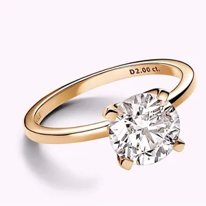 14k Gold Plated S925 Engagement Ring 2.00ct Solitaire Simulated Diamond,‎ Sz 6 thumbnail 2