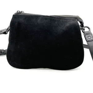 La Diva Crossbody Bag Black Suede Leather Tassel Minimalist Indie Urban‎ Edgy thumbnail 3