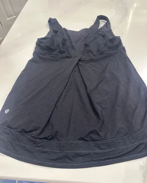 Lululemon black striped‎ tank top with cinch hem thumbnail 1