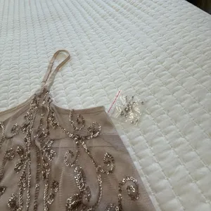 Venus Nude Beige Sequined Party Cami Top Shirt Sleeveless NWOT Sz L Large thumbnail 2