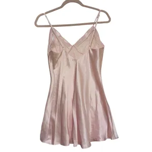 Frederick’s of‎ Hollywood Mini Satin Dress Baby Pink Hearts Print Vintage Small thumbnail 2