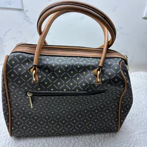 Bosalina y2k monogram bowler satchel bag Black/Tan classic print preppy casual thumbnail 6
