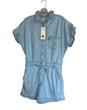 NWT LEVIS Roomy Overalls Romper Female Levis Light Jeans Color thumbnail 11