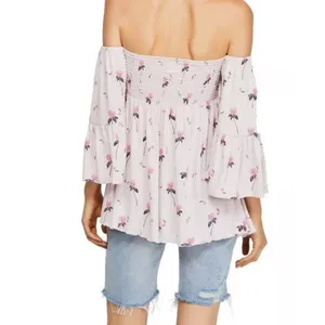 Free People Lana Off The Shoulder Floral Top in Cloud Berry Combo‎ Size S thumbnail 2
