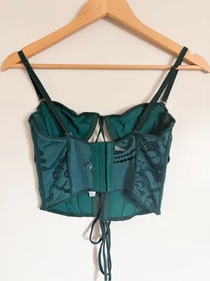 Urban Outfitters Lace Fairycore Romantic Corset Style Bustier Green Cami Top Medium Whimsical thumbnail 6