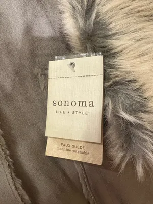 Sonoma Life + Style Faux Suede Coat with Faux Fur Trim – Size Large (NWT) thumbnail 5
