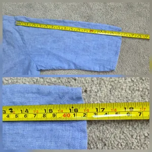 Eileen Fisher 100% Organic Linen Blue Button Down Top Size L Half Sleeve Boxy thumbnail 11