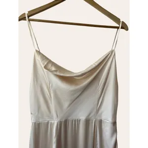 Meshki Kimberly Ivory Satin Cowl Neck Slit Cocktail Slip Dress Size Medium thumbnail 5