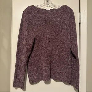 Columbia Sportswear Sweater Purple Marled Chunky V-Neck Textured Top size L thumbnail 1