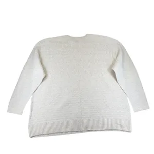CJ Banks Womens 1X Cream Textured Knit Crew Neck Pullover Sweater NWT 006138 thumbnail 2