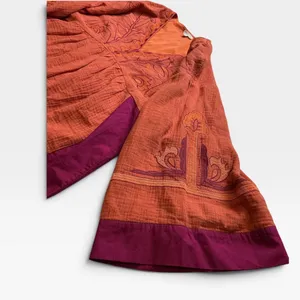 Jodifl Embroidered V-Neck Bell Sleeve Babydoll Top Orange Magenta G13191 thumbnail 4