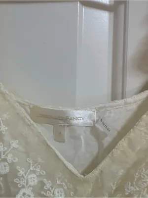 LoveShackFancy Pale Yellow Lace Ruffled Tier Dress thumbnail 2