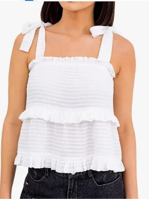 Altar’d State Tank top Ruffled Tie Sleeveless Square Neck M thumbnail 1