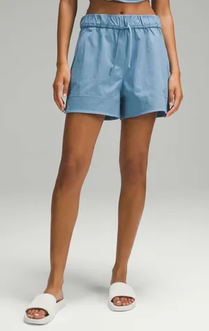 Lululemon Cinchable Waist High Rise Woven Shorts 3.5" Blue Womens Medium thumbnail 1