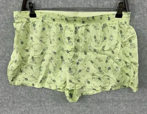 Victorias Secret Pink Women Sleep Shorts Green Silky Tennis Dogs Size Large thumbnail 1