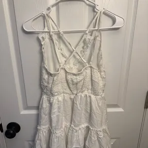 SHEIN White Lace Crochet Tiered Mini Dress Cottagecore Boho thumbnail 2
