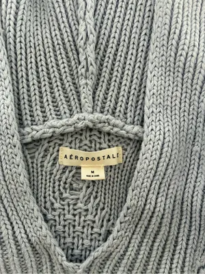 Aeropostale Light Blue Cable-Knit Hooded Cropped Sweater thumbnail 2