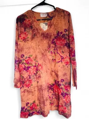 Vintage‎ Geo Floral Tunic Dress S NWT Crochet Lace Boho Cottagecore Whimsigoth thumbnail 7