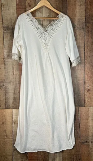 Vtg 80s Christian Dior Saks Fifth Avenue Lace Nightgown Cream White Slip Dress thumbnail 1